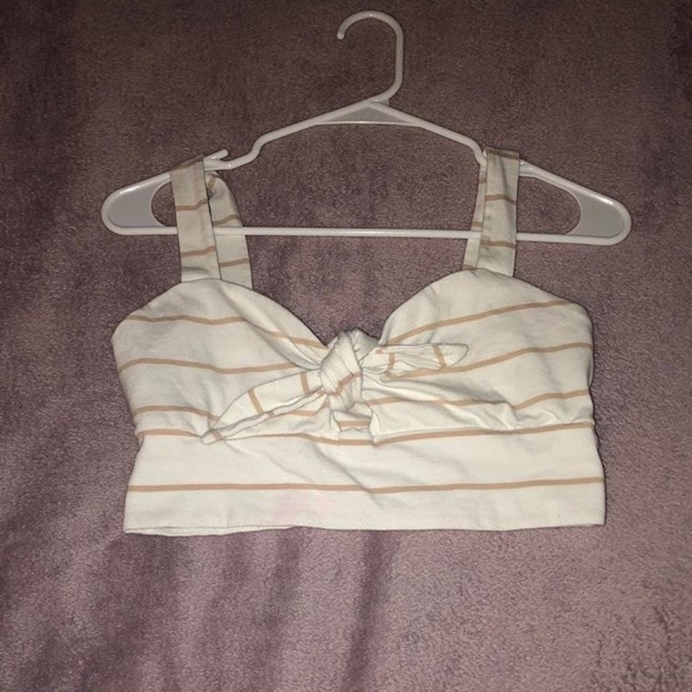 Tan and white crop top